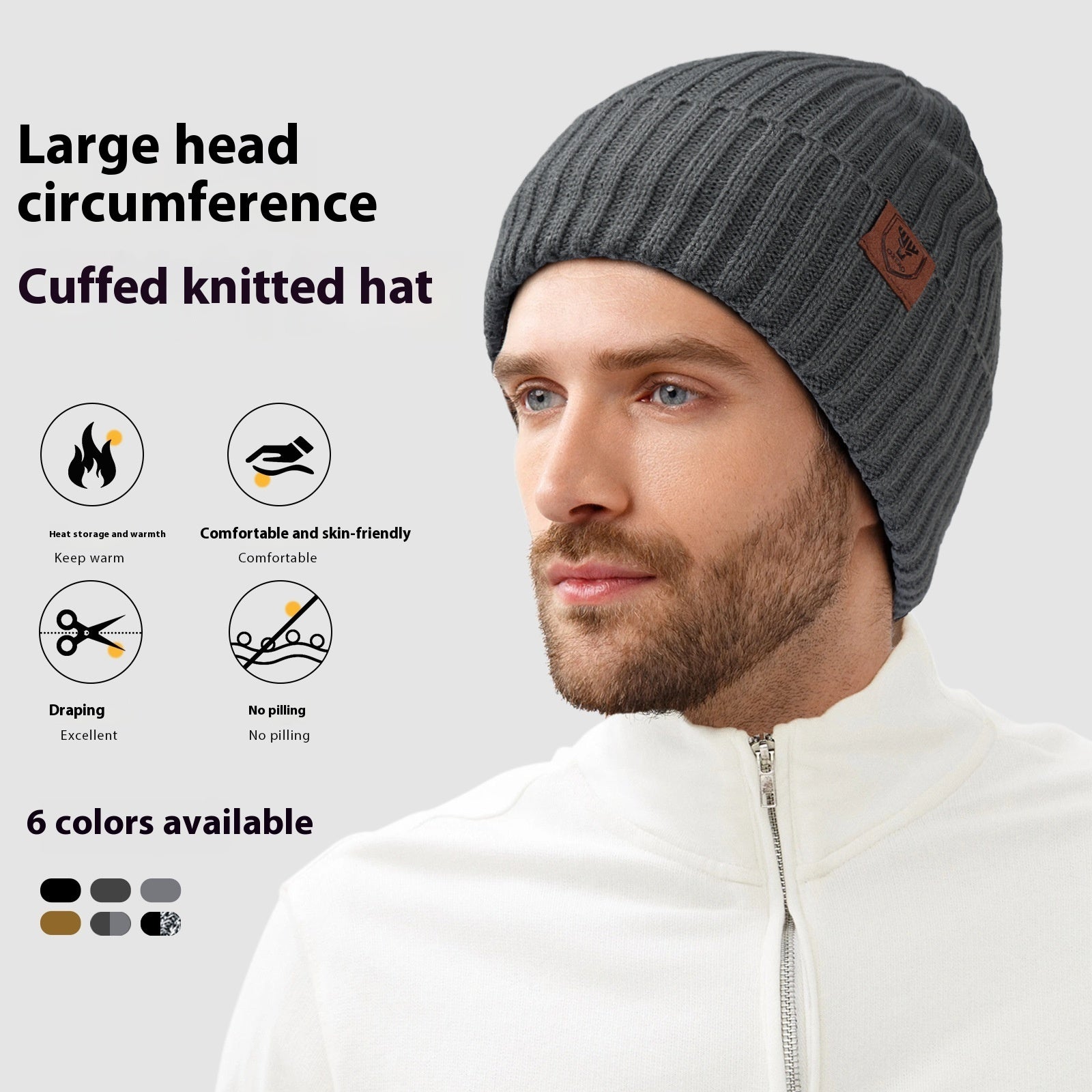 Big Head Circumference Warm Ear Protection Woolen Cap
