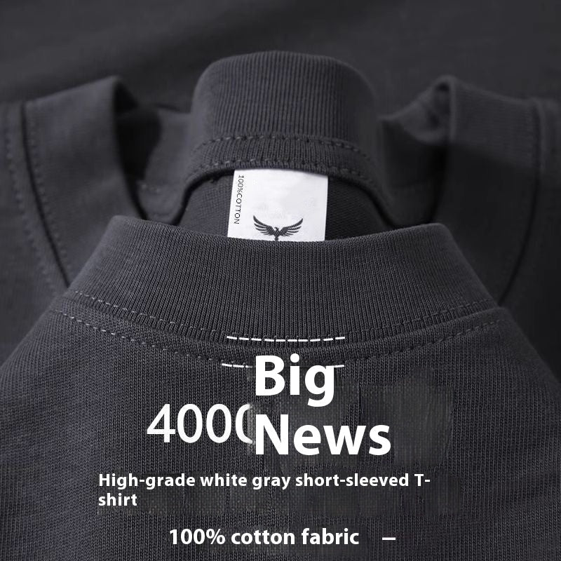 T-shirt Heavy Cotton Small Neckline Loose Plus Size