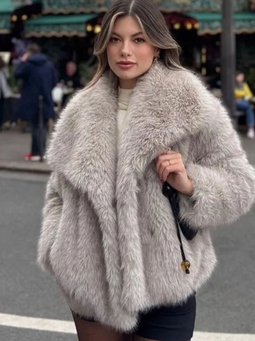 Winter Plush Coat - Fashion Thicken Lapel Outerwear