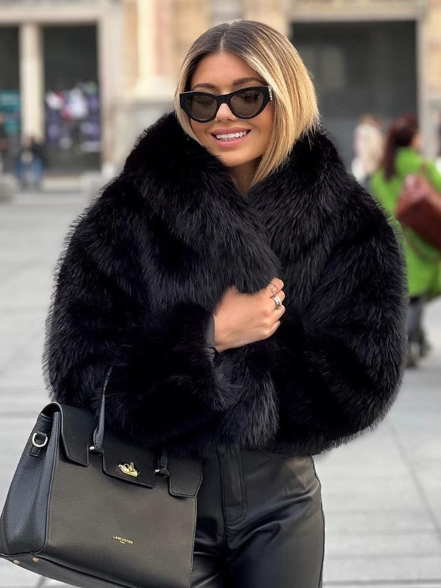 Winter Plush Coat - Fashion Thicken Lapel Outerwear