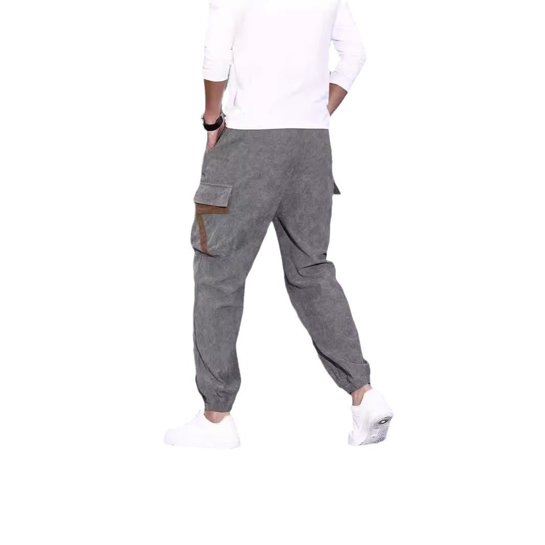 Autumn Corduroy Overalls – Men’s Ankle-Tied Loose Casual Style