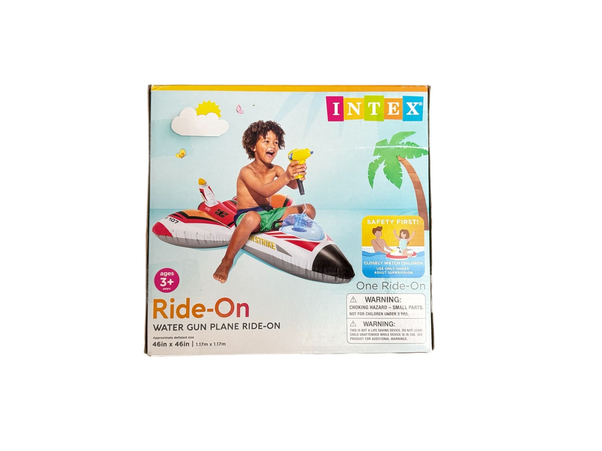 INTEX Water Gun Plane Inflatable Pool Float: Pool Toy for Kids – Includes Toy Water Gun – 88lb Weight Capacity – 46" x 46"