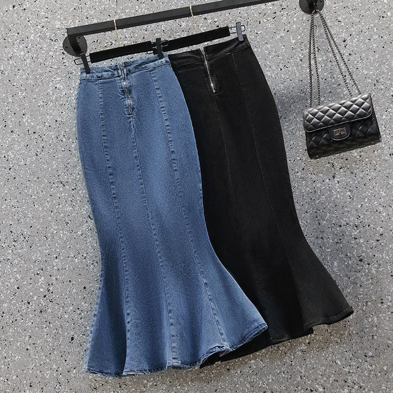 Women's Ruffled Denim Skirt