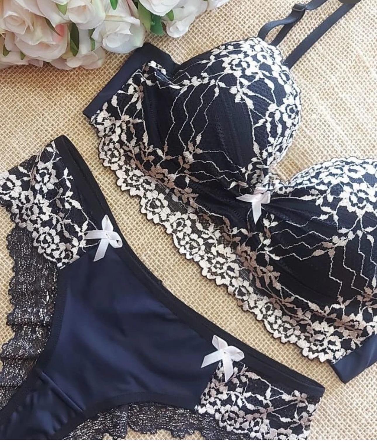 Lingerie set microfiber and lace