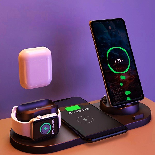 6-in-1 Charging Dock Station Wireless Charger for iPhone - Fast Charging, Multi-Device Support
