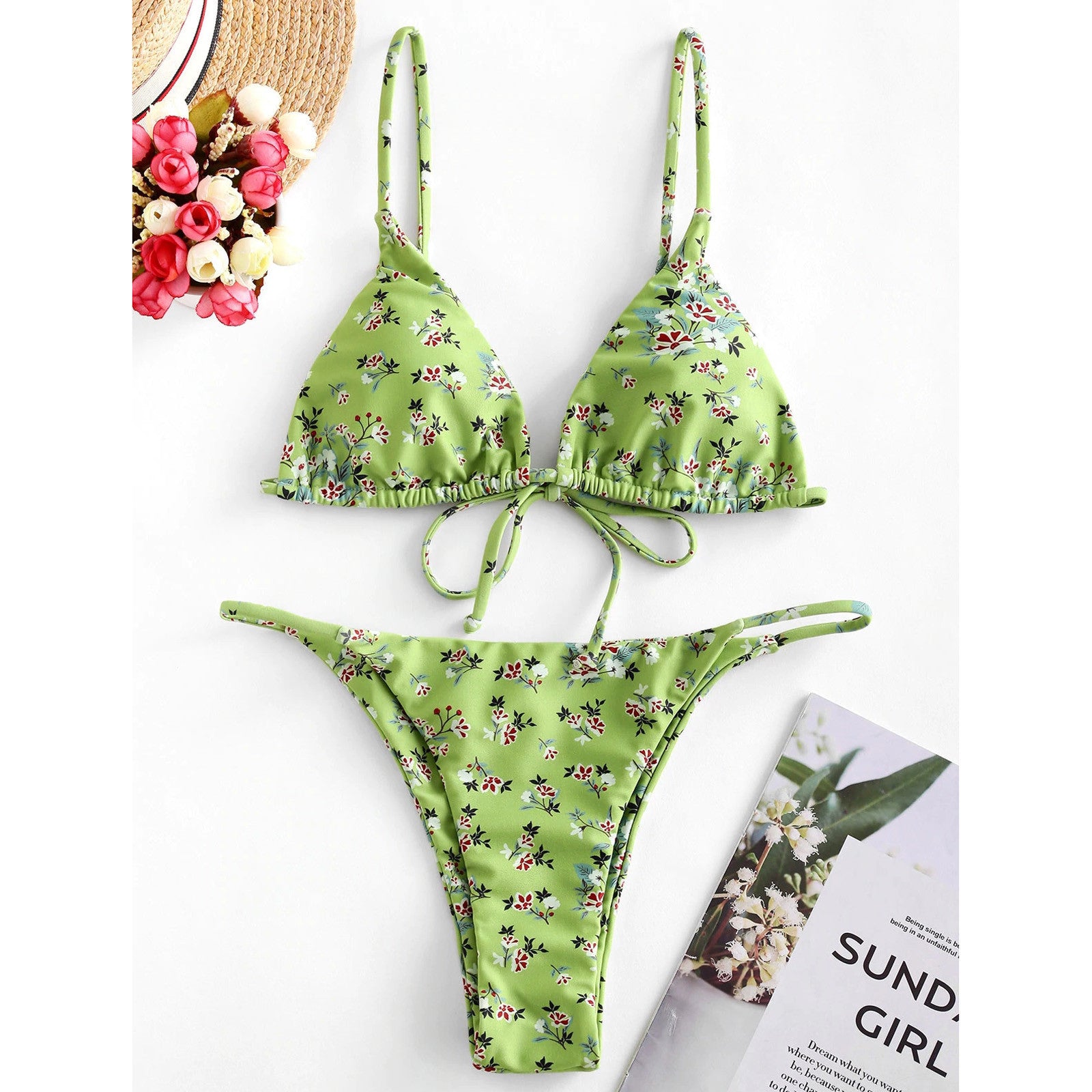 Summer Flowers Print Bikini Sexy