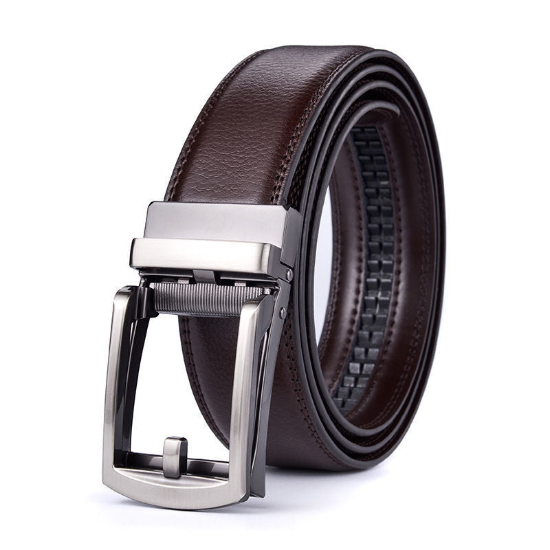 Men's Leather Belt Automatic Buckle Two-layer Cowhide