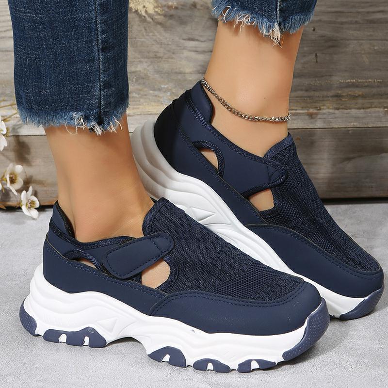 Mesh Sport Shoes Women Fashion Outdoor Flat Heel Round Toe Preppy Running Shoes