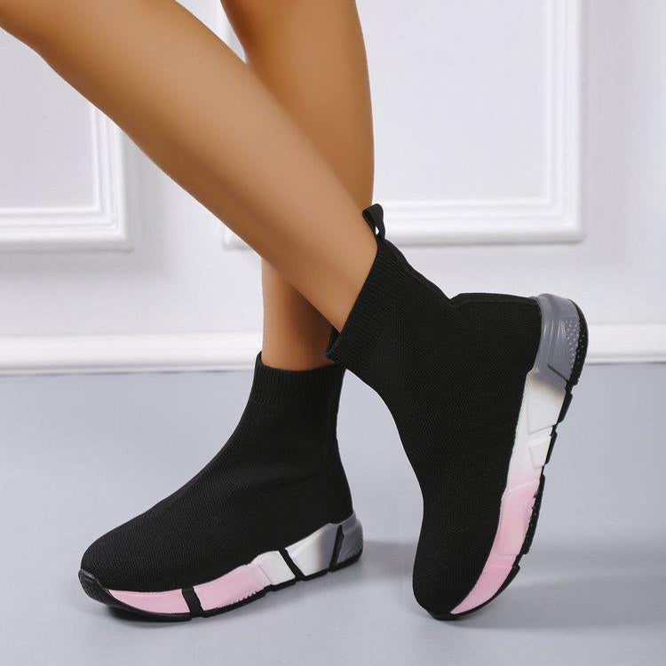 Iridescent Shoes Platform Black Ankle Boots