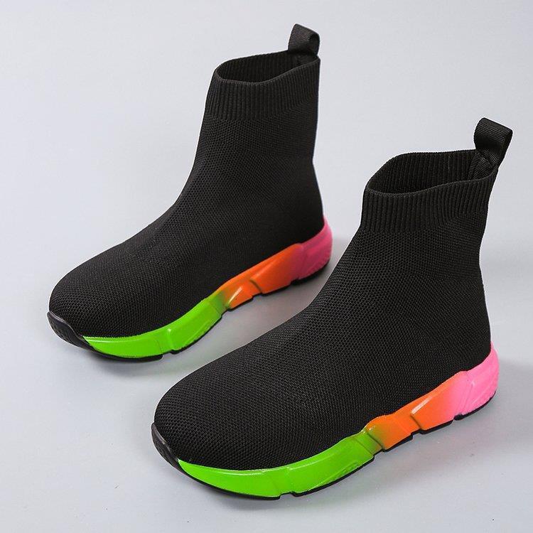 Iridescent Shoes Platform Black Ankle Boots