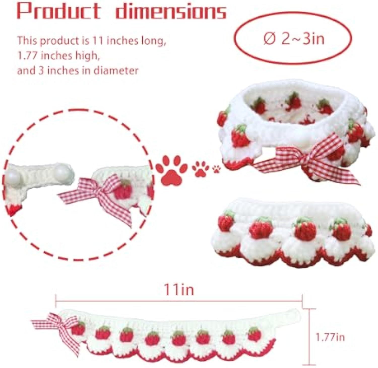 Strawberry Pattern Cat Collar With Breakaway Buckle