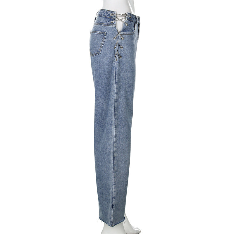 Women's high waist washed jeans