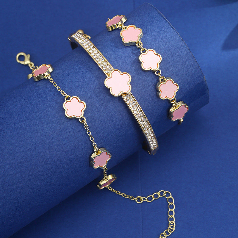 Petal Flower Bracelet Three-piece Set