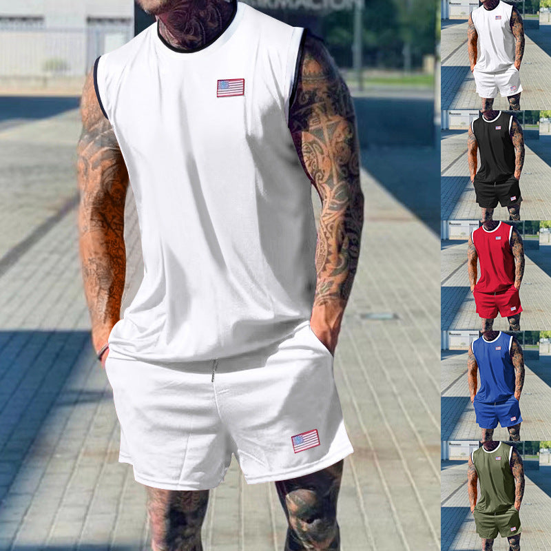 European And American Trendy Men's Sports Casual Short-sleeved Shorts