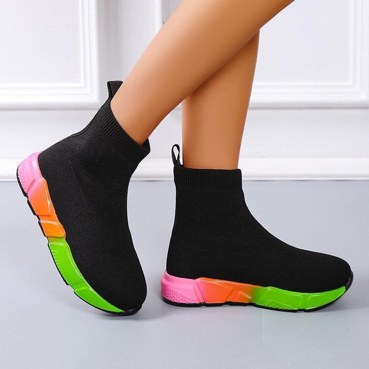 Iridescent Shoes Platform Black Ankle Boots