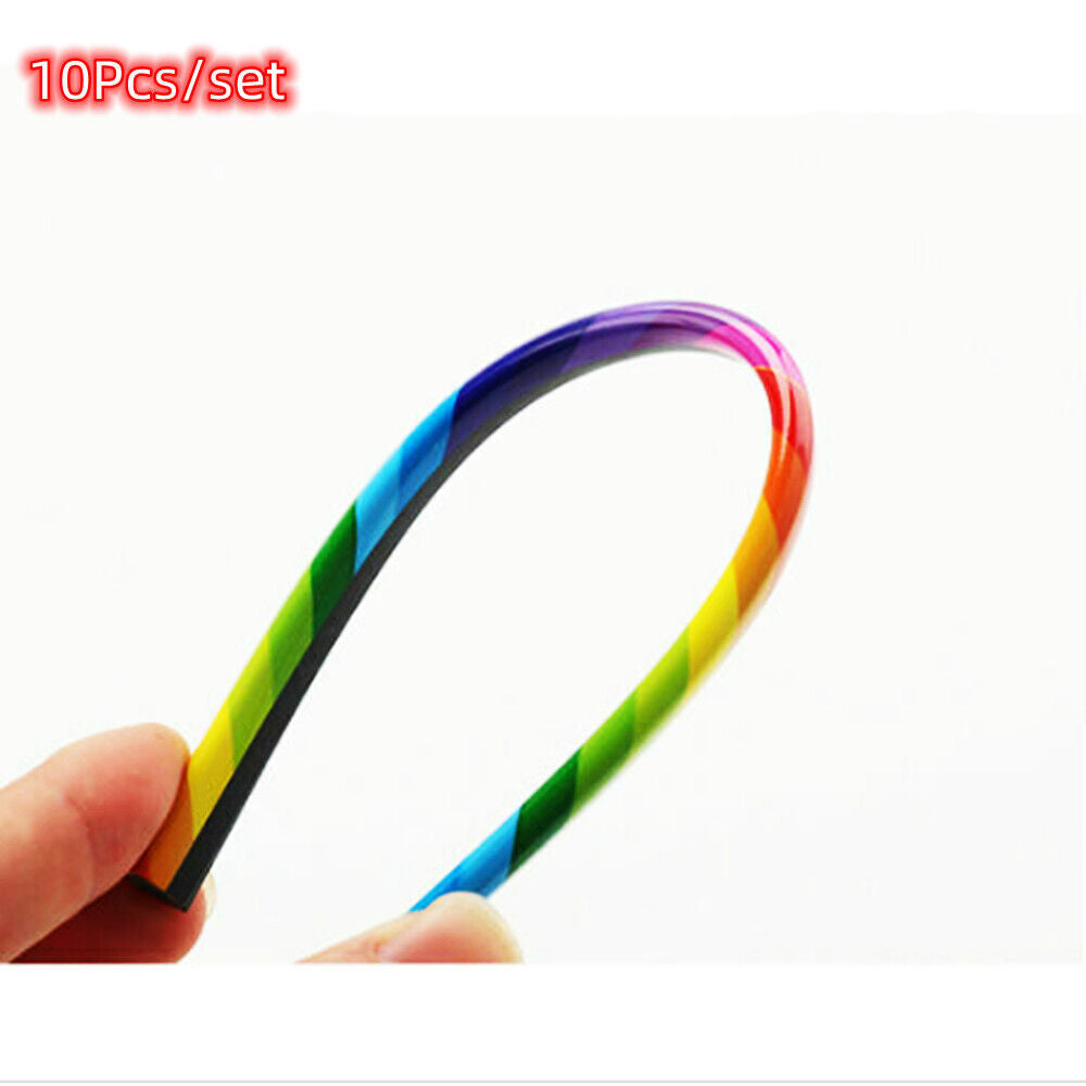 New 10pcs Car Interior Air Conditioner Vent Outlet Decoration Stripes Cover Rainbow