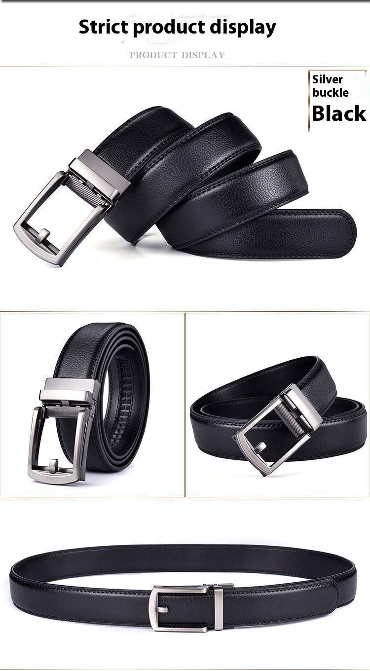 Men's Leather Belt Automatic Buckle Two-layer Cowhide